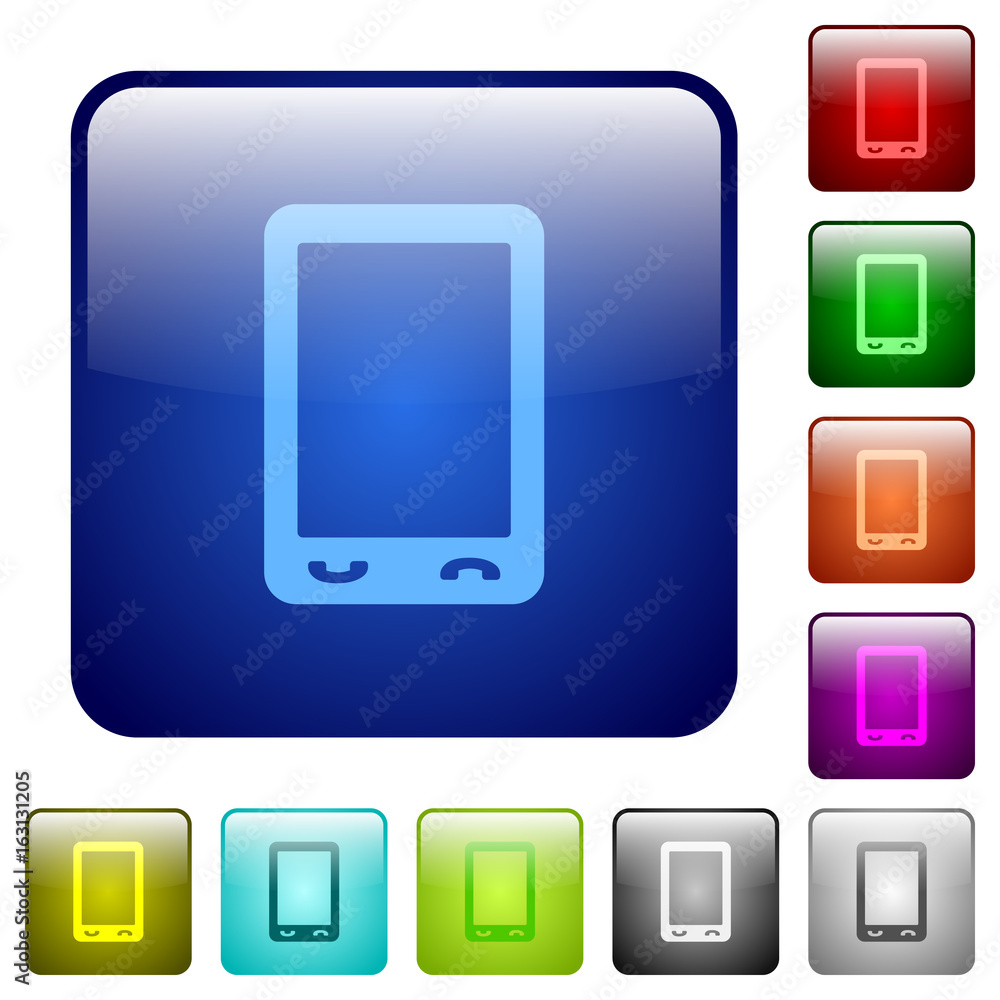 Poster mobile phone with blank display color square buttons