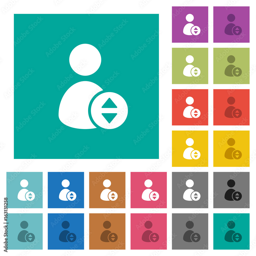 Poster move user account square flat multi colored icons