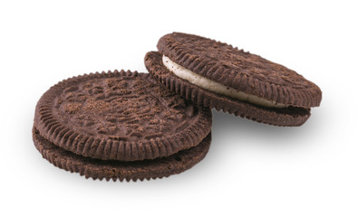 Two biscuits with white cream stripe