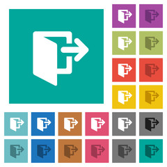 Exit square flat multi colored icons