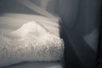 White towel on white cloth background