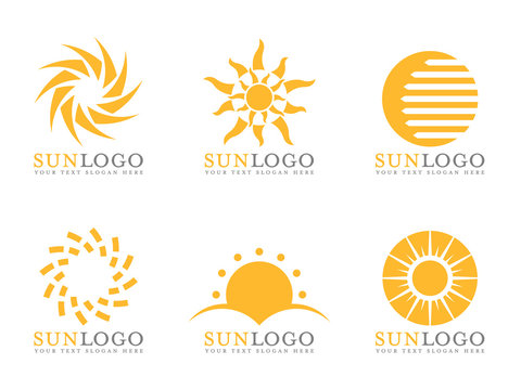 Orange Sun logo vector art set design