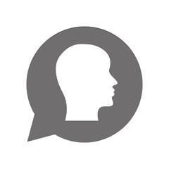 Graue Sprechblase rund - Kopf Profil