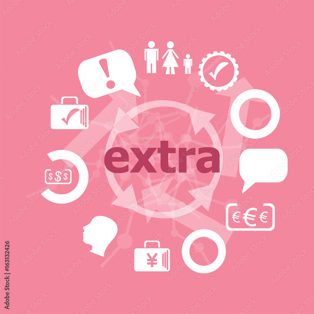 Poster text extra. business concept . set of flat icons for mobile app and web
