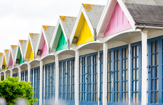 Holiday, resting pavilions by the North Sea in Weymouth