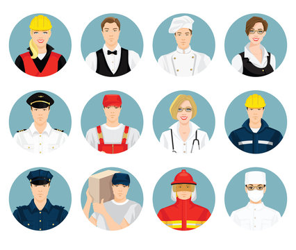Vector illustration of profession character in uniform on white background