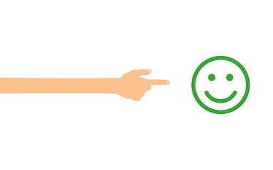 Hand zeigt auf - Smiley zufrieden
