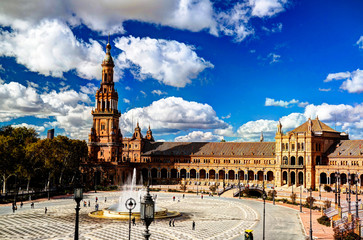 Fototapeta na wymiar View of Europe square in Seville in Spain