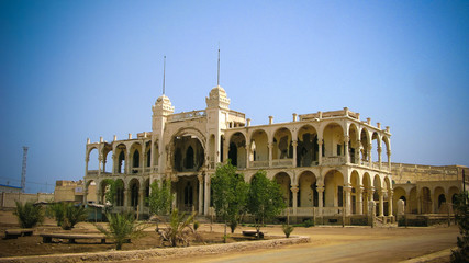 Ruins of the Banko Italia in the center of Massawa in Eritrea