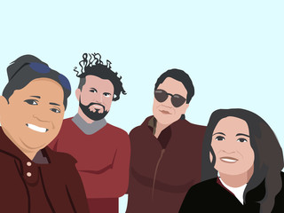 photo group flat illustration