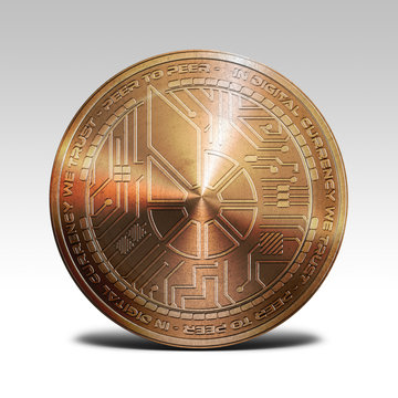 copper bitshare isolated on white background 3d illustration