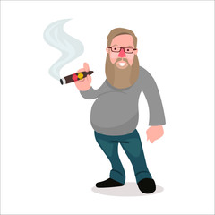 fat beard smoking guy
