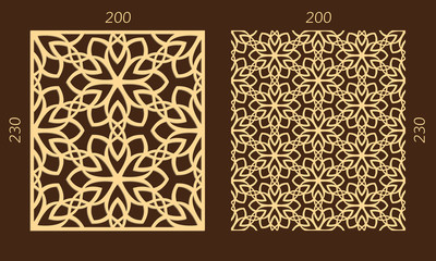 Laser cutting set. Woodcut vector trellis panel. Plywood lasercut eastern design. Hexagonal seamless pattern for printing, engraving, paper cutting. Stencil lattice ornament.