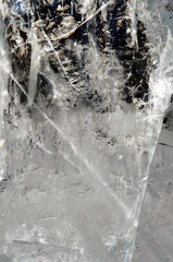 Natural transparent ice crystals texture cracked background
