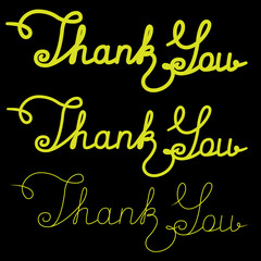 Thank you calligraphy. Handwritten design of thank you lettering. Vector Illustration