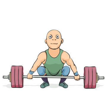 funny cartoon weightlifter