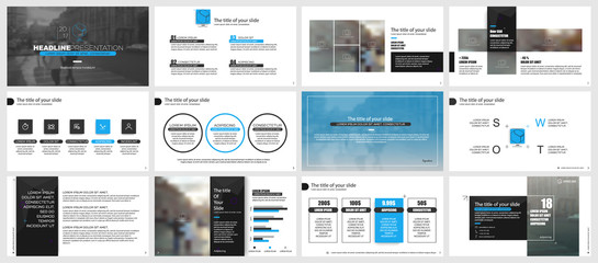 Black and blue elements for infographics on a white background. Presentation templates. Use in presentation, flyer and leaflet, corporate report, marketing, advertising, annual report, banner.