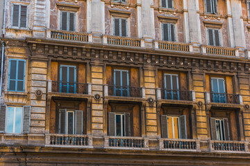 Fototapeta na wymiar detailed view of old house facade