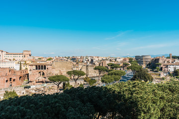 Fototapeta na wymiar Rooftop panorama cityscape of Rome Italy