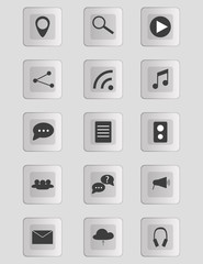 Set of Communication and Music Icons. Flat Design.