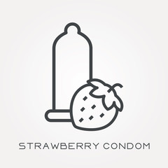 Line icon strawberry condom