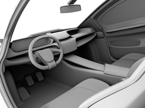 Clay model rendering of car dashboard design. 3D rendering image.