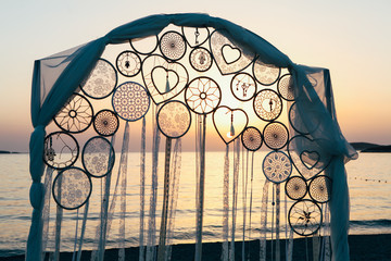 Amazing wedding decoration on the beach.