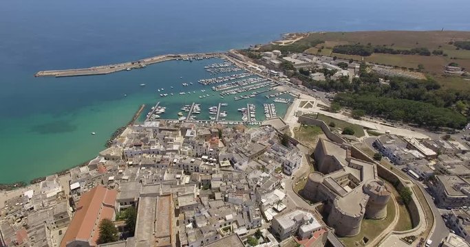 Aerial view of Otranto ,the harbour and the historic centre 