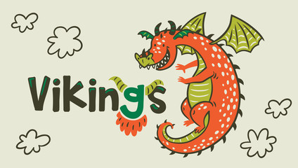 Dragon print. Vikings Age.