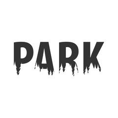 Park. Text or labels with silhouette of forest.