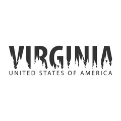 Virginia. USA. United States of America. Text or labels with silhouette of forest.