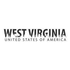 West Virginia. USA. United States of America. Text or labels with silhouette of forest.