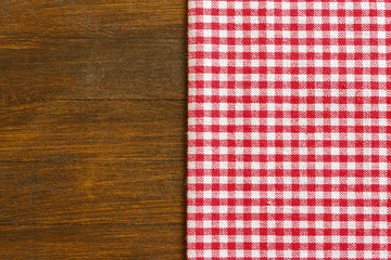 Tablecloth on the wooden table./Tablecloth on the wooden table