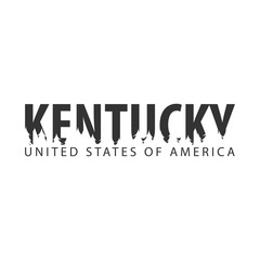 Kentucky. USA. United States of America. Text or labels with silhouette of forest.
