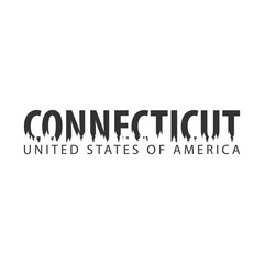 Connecticut. USA. United States of America. Text or labels with silhouette of forest.