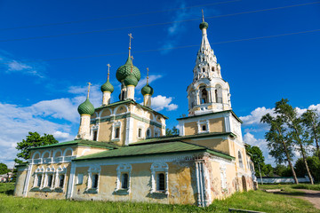 UGLICH, RUSSIA - JUNE 17, 2017: Facade of the Church of the Nativity of John the Baptist on the...