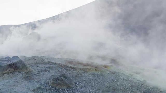 The incredible vulcano island off the coast of Sicily, Italy. vulcano has constant sulphurous fumes coming up through its vents in the crator