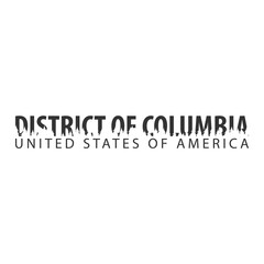 District of Columbia. USA. United States of America. Text or labels with silhouette of forest.