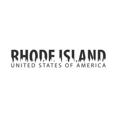 Rhode Island. USA. United States of America. Text or labels with silhouette of forest.