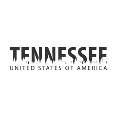 Tennessee. USA. United States of America. Text or labels with silhouette of forest.