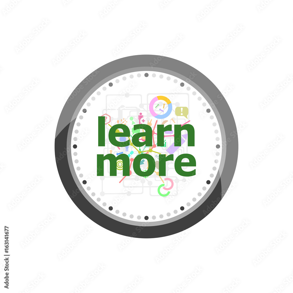 Poster text learn more on digital background. education concept . set of modern flat design concept icons f