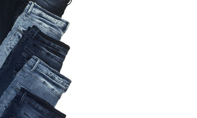 Multiple Denim Jeans arranged in style