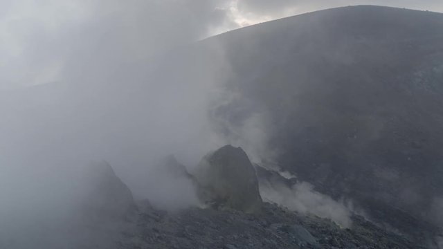 The incredible vulcano island off the coast of Sicily, Italy. vulcano has constant sulphurous fumes coming up through its vents in the crator