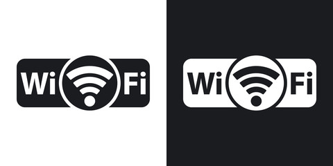 Vector not genuine Wi-Fi icon. Two-tone version on black and white background