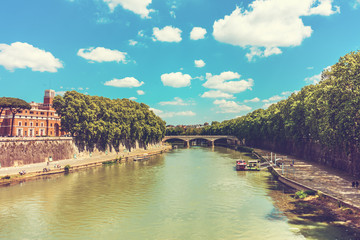 Fototapeta na wymiar vintage colored river at rome, italy