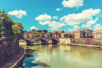 beautiful river at rome with vatican in the background