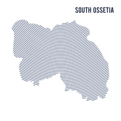 Vector abstract hatched map of South Ossetia with curve lines isolated on a white background.