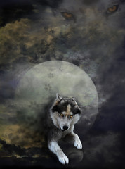 Fantasy moon wolf