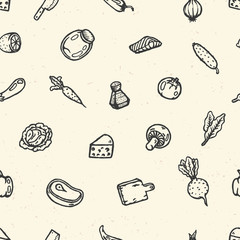 Set of food hand drawn doodles.