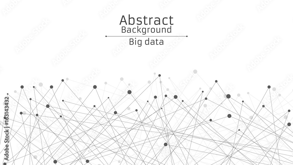 Poster abstract futuristic background. connection of lines and dots in black. white background. black, netw